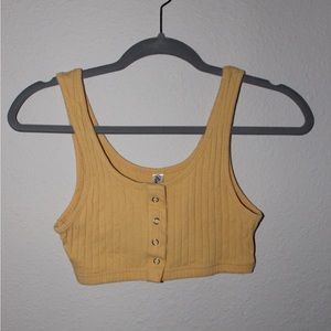 Yellowish/Tan button up crop top